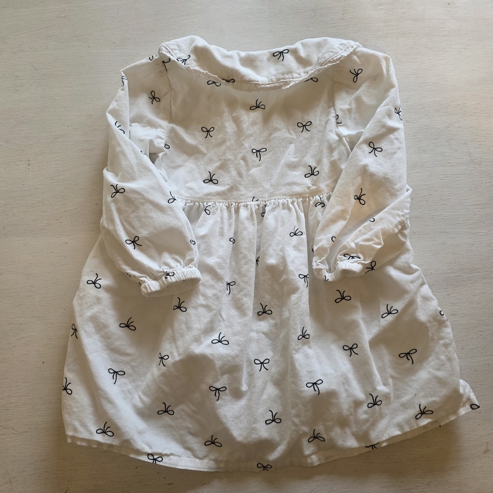 Cat & Jack White Dress with Black Bow Print - Picture 2 of 4